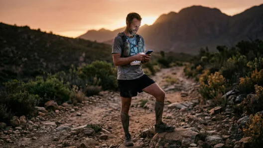 O que é o ITRA e para que serve? 22 ITRA trail running corredor acessando perfil em celular durante evento de montanha com ranking e pontuação